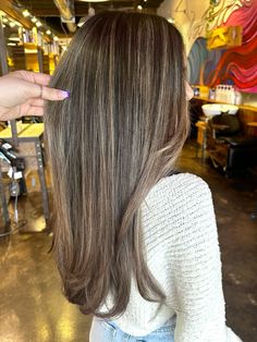 #haircut #haircolor #highlights #hairinspo Kylie Jenner Hair Highlights, Brunette Hair Color With Highlights Straight, Highlights On Brunette Hair Straight, Highlights On A Brunette, Highlights Brown Hair Light, Light Brown With Subtle Highlights, Wispy Highlights, Highlights Streaks, Light Brown Highlights With Dark Hair