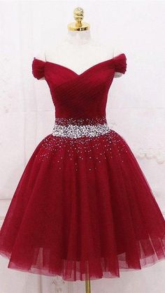 LS0212,red off the shoulder v-neck fashion dress,tulle short sleeves beaded homecoming dress on Storenvy Dresses With Tulle, Burgundy Homecoming Dress, Short Cocktail Dresses, Burgundy Homecoming Dresses, School Dance Dresses, Dama Dresses, Mini Prom Dresses, Graduation Party Dresses, Tulle Homecoming Dress