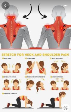 the back and neck pain chart shows how to do it in different ways, including stretching exercises