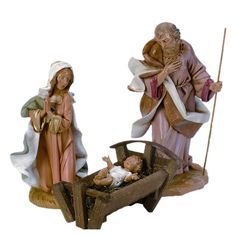 Three Piece Nativity Statue Set- 12 Inch Scale Fontanini Nativity, Family Box, Roi Mage, Home Interiors And Gifts, Christmas Nativity Set, Candle Topper, Jesus Mary And Joseph, Goebel Hummel, Family Figurine