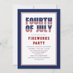 the fourth of july fireworks party card