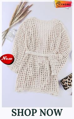 Apricot Knit Crochet Open Front Beach Cover Up with Tie Beach Silhouette, Beach Kimono, Crochet Cover Up, Beach Activities, Beach Skirt, Open Knit Cardigan, Dresses By Length, Beach Covers, Designer Jeans