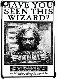 a wanted poster with the caption'have you seen this wizard?'in black and white