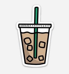 a drink with a straw in it sticker