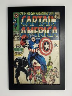 captain america comic cover framed in black