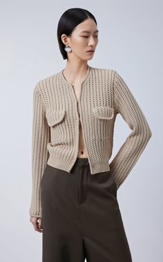 84% viscose 16% polyester Slim fit & cropped design Trendy Cropped Cardigan With Button Closure, Chic Cropped Cardigan With Textured Knit, Brown Cropped Cardigan, Cream Cropped Cardigan, Chic Cropped Textured Knit Cardigan, Cropped Cardigan, Slim Fit, Take That