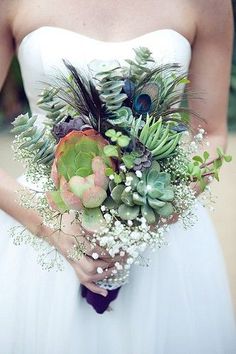 a bride holding a bouquet of flowers and greenery in her hand with the caption not now, but one day, on pinterest