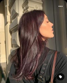 Hair Color For Indian Skin Tone Without Bleach, 2023 Hair Color Trends For Indian Women, Light Plum Brown Hair, One Dye Hair Color, Dark Hair Colors 2023, Milk Tea Hair Color On Brown Skin, Brunette Hair Purple Undertone, Red Color On Black Hair, Cherry Coke Hair Color On Black Hair