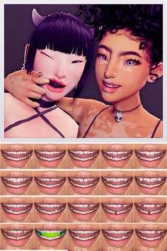 an animated image of two women with their mouths open and one has her eyes closed