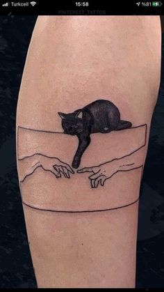 Stunning 50+ Simple and Easy Tattoos Two Black Cats Tattoo, 2 Black Cat Tattoo, Odd Tattoos Unique, Whimsical Tattoo Designs, Cute Black Cat Tattoo, Mini Cat Tattoo, Tatoos Cat, Cat Piercing, Soulmate Tattoo Ideas