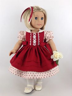 Vintage Pinafore in Burgundy-red Dress & Petticoat for - Etsy Vintage Pinafore, Ag Dolls, Christmas Dress, Burgundy Red, Petticoat, Doll Dress, Dress Making, Red Dress, Harajuku