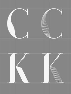 the letter c and k are made up of overlapping lines in white on gray background