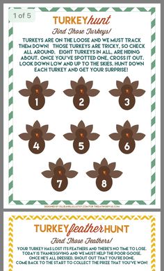 turkey hunt printable activity for kids to practice numbers 1 - 10 in the classroom