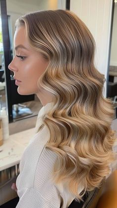 Say 'I Do' to These 22 Gorgeous Wedding Hairstyles for Long Hair | Lookosm Curl Down Hairstyles, Soft Wave Wedding Hairstyles, Hair Pin Wedding Hairstyles, Curls Down Wedding Hair, Hollywood Waves Wedding With Hair Piece, Hire Style For Wedding, Formal Hair Waves, Bridesmaid Hairstyles Hollywood Waves, Pin Waves Long Hair