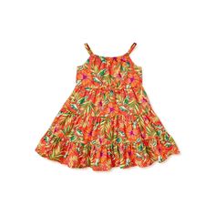 Wonder Nation Toddler Girls Tiered Dress Size 3t New $$$ Like It Make Your Offer $$$ Casual Floral Print Sundress For Playtime, Orange Sleeveless Dress For Playtime, Casual Orange Playtime Dress, Casual Orange Dresses For Playtime, Casual Orange Dress For Playtime, Casual Sleeveless Twirl Dress With Floral Print, Casual Sleeveless Floral Print Twirl Dress, Casual Multicolor Sundress For Playdate, Casual Twirl Dress For Play