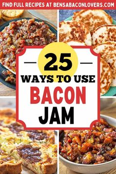 Bacon jam with cheese and crackers, in quesadillas, in quiche, and in a serving bowl. Apple Maple Bacon Jam, Uses For Bacon Jam, How To Use Bacon Jam, Fig Bacon Jam, What To Do With Bacon Jam, Hot Pepper Bacon Jam Uses, Bacon Jam Appetizer Snacks, Appetizers With Bacon Jam, Recipes With Bacon Jam