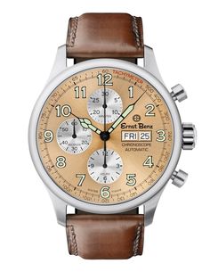 Ernst Benz GC40113 Unisex Brown 44mm Automatic Watch Traditional ChronoScope Copper Sunburst Dial Heart Rate Monitor Watch, Swiss Army Watches, Custom Strap, Tic Toc, Expensive Watches, Invicta Watches, Unisex Watches, Mens Luxury, Men's Watches