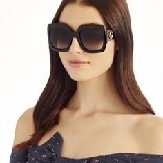 New Gucci Gg0053sn 001 Black Gray Oversized Square Gradient Sunglasses Brand: Gucci Model: Gg00053sn Color Code: 001 Gender: Unisex Frame Color: Black / Gold Logo Temples Lens Color: Gray Lens Material: Nylon Lens Technology: Gradient Frame Shape: Square Oversized Frame Style: Full-Rim Frame Material: Acetate Size: 54x25x140 100% Uv Protection Made In Italy. Full Retail Package With All Accessories: Case, Cloth, Matching Satin Pouch And All Paperwork. 100% Authentic! Luxury Gucci Sunglasses For Evening, Gucci Sunglasses For Evening Wear, Blue Aviator Sunglasses, Novelty Sunglasses, Satin Pouch, Black Sunglasses Square, Sunglasses Gucci, Grey Sunglasses, Pink Sunglasses