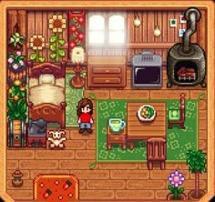 an image of a living room from the nintendo game mario's house in pixel style