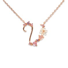 Alphabet Necklace, Floral Letters, Floral Necklace, Letter Necklace, Rose Gold Necklace, Brighten Your Day, Initial Necklace, 18k Rose Gold, Rose Gold Plates