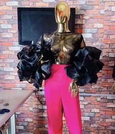 Organza Top Styles, Organza Tops, African Fashion Ankara, Fashion Tops Blouse, African Fashion Women Clothing, Dress Classy