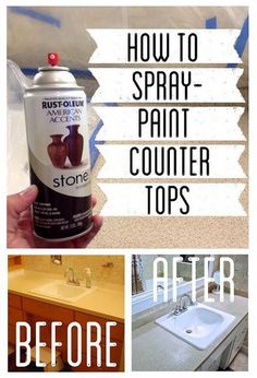 how to spray paint counter tops in the kitchen and bathroom with instructions on how to use it