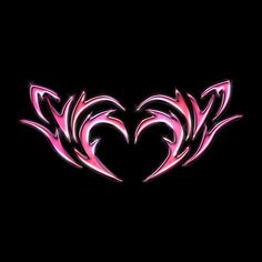 two hearts shaped like flames on a black background with pink and red streaks in the middle