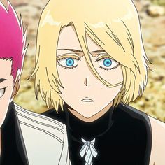 two anime characters with blonde hair and blue eyes