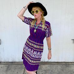 So obsessed with this 1970's, embroidered dress.  It looks like it is Peruvian, but I am not certain of it's origins.  The details are amazing, and it is very well made. Model is 5'3 and an XS 31" bust 25" waist 33" hips Approximate Measurements:  taken flat 18.5" bust up to 17" waist stretched 7.5" sleeves 37" length Good vintage condition.  Two stains one on front and larger one on back (may dry clean out.)  Minor loops of thread in certain areas, as is common with vintage dresses like this.  Please zoom in on the photos provided.  Selling ASIS, and condition is reflected in the price. Southwestern Clothing, Embroidered Dresses, Robes Vintage, Hippie Outfits, Embroidered Dress, Dress Clothes For Women, Clean Out, Hand Stitching, Vintage Dresses