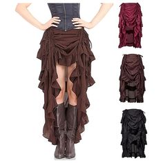 Steampunk Outfits, Ruffled Skirts, Fantasy Outfits, Hi Low Skirts, Retro Skirt, Steampunk Wedding