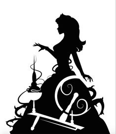 the silhouette of a woman with scissors in her hand