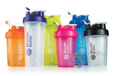 the blender bottles are all different colors