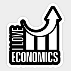 a sticker with the words love, economic and an arrow pointing up to it