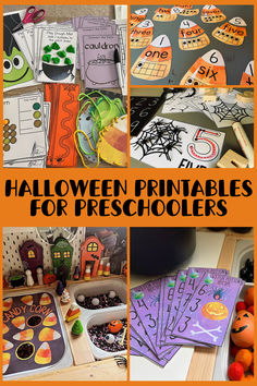 halloween printables for preschoolers with pumpkins and other items on the table