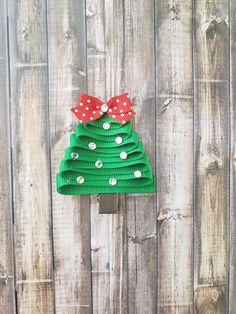 Christmas tree hair clip, ribbon hair clip, Christmas hair ribbon Christmas Tree Hair, Hair Ribbon, Ribbon, Christmas Tree