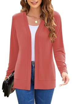 PRICES MAY VARY. ardigan Sweater: It is made of 95% Rayon+5% Spandex material, drape nicely, not baggy. Pink cardigan for women has elasticity, super soft and comfortable, good quality Design: Thin cardigans for women lightweight, Open front cardigan for women, long sleeve knit cardigans, classic basic cardigan sweaters for women. Great for spring, summer, fall, especially perfect for transitional season Occasion: Cardigan for women lightweight very perfect for daily wear, business work, home ca Cardigan For Dress, Lightweight Open Front Cardigan, Trendy Cardigans, Pink Cardigan Sweater, Shrug For Dresses, Cardigan For Women, Basic Cardigan, Cardigan Sweaters, Cute Cardigans