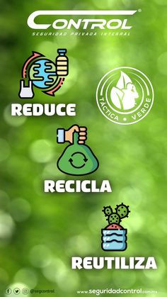 the logo for control, reduce and recicla reutiza on a blurry background