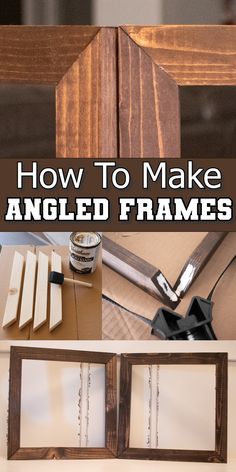 how to make an angled frame for a mirror with wood grains and glue on it