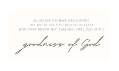 a handwritten card with the words goodness of god