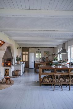 the kitchen is clean and ready for us to use in the day time, as well as on the dining room table