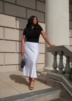 PRODUCT DETAILS: White satin midi skirt Elastic waistband Lace trim waist Silky viscose straight cut 100% Viscose True to size Length: 37" Model is wearing a size Medium Model Info: Height: 5'6", Bust: 41", Waist: 34, Hips: 41" XL Waist: 15”, Hips: 22” Fitted Rayon Midi Bottoms, Fitted Midi-length Viscose Skirt, Fitted Midi Length Rayon Skirt, Elegant Fitted Rayon Skirt, Fitted Rayon Midi Skirt, Fitted Viscose Midi Skirt, Midi Length Rayon Lined Skirt, Trim Waist, Satin Midi Skirt