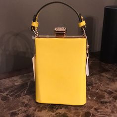 Gorgeous And Very Stylish Purse, Comes With Additional Crossbody Strap. 7.5 H 5.5 W Chic Top Handle Evening Bag, Rectangular Party Shoulder Bag With Hasp Closure, Elegant Yellow Satchel Box Bag, Elegant Yellow Box Bag For Everyday Use, Square Evening Box Bag With Hasp Closure, Square Box Bag With Hasp Closure For Evening, Elegant Square Box Bag For Errands, Elegant Yellow Box Bag, Yellow Top Handle Box Bag For Evening