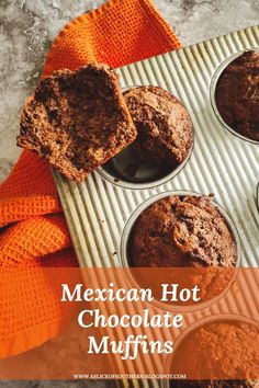 mexican hot chocolate muffins with orange napkin