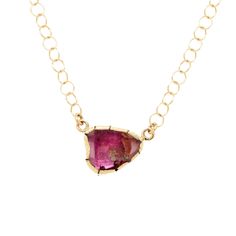 This necklace features a thick 4. 7 carat slice of watermelon tourmaline with mostly bright pink and all it's beautiful unique inclusions.  It's set in an 18K gold bezel with a Sterling Backing on an 18K gold link chain. Handmade and one-of-a-kind. Measures: 16. 5" long.  (The Tourmaline is 3/4" high x 1/2" wide x ~1/4" Deep) Although this is made of hearty 18K gold, you still must protect the gemstone.  Please do not wear this in the shower, swimming or use hair spray, perfumes, etc...directly on it.  You can clean the stone with a soft cloth, if need be. Please keep in provided pouch when not wearing. Red Watermelon, Gold Link Chain, August Birthstone Jewelry, July Birthstone Jewelry, Gold Link, Zodiac Jewelry, Hair Spray, Gifts For New Mums, Jewelry Ring Box