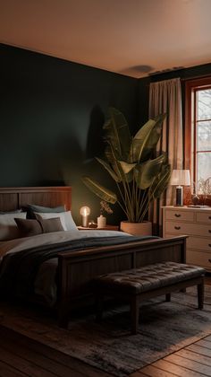 40+ Enchanting Dark Green Bedroom Ideas for a Luxurious Retreat Green Bedroom, Cozy Ambiance, Bedroom Green, Ambient Lighting, Bedroom Inspirations, Bedroom Ideas, Dark Green, Forest, Textiles