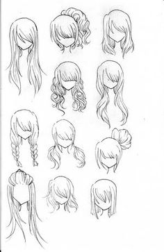 some drawings of different hairs and hair styles