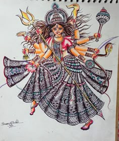 Durga Maa Art Drawing, Madla Art, Navratri Mandala Art, Shiv Adiyogi, Durga Maa Art, Blue Pen Drawing, Doodle Mandala Art, Art Easy Drawing