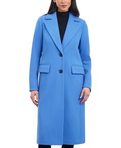 in stock Michael Kors Notch Lapel Outerwear For Work, Light Blue Coat, Blue Coat, Single Breasted Coat, Blue Coats, Single Breasted, Winter Outfits, In Store, Pick Up