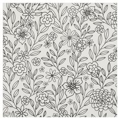 a drawing of flowers and leaves on a white background with the words floral doodles coloring by