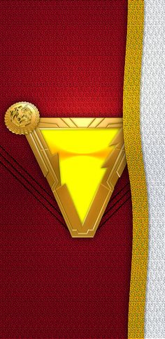 an image of a superman logo on the back of a red and white suit with gold trim